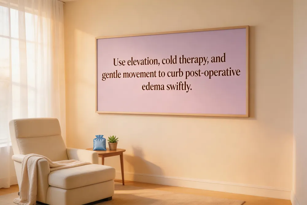 Use elevation, cold therapy, and gentle movement to curb post‑operative edema swiftly.