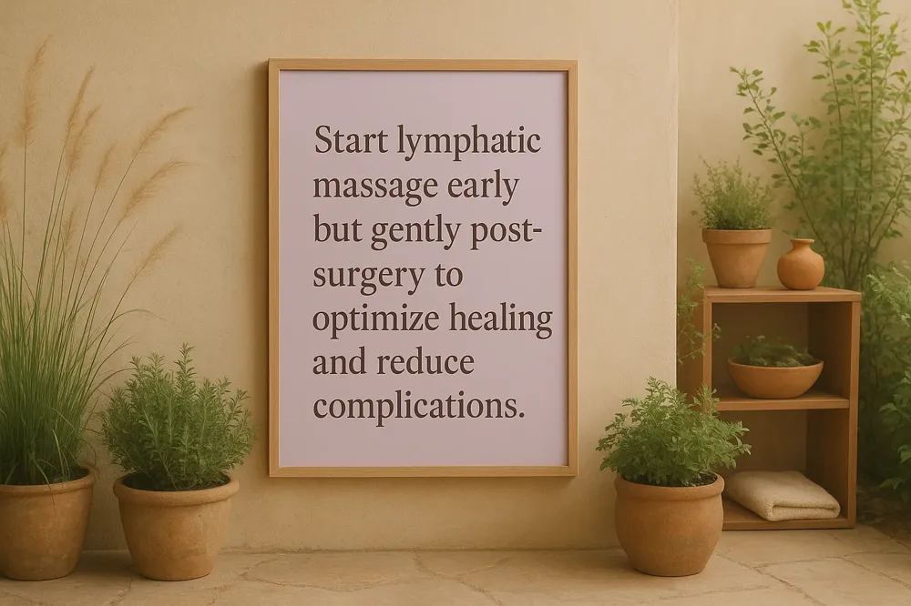 Start lymphatic massage early but gently post-surgery to optimize healing and reduce complications.