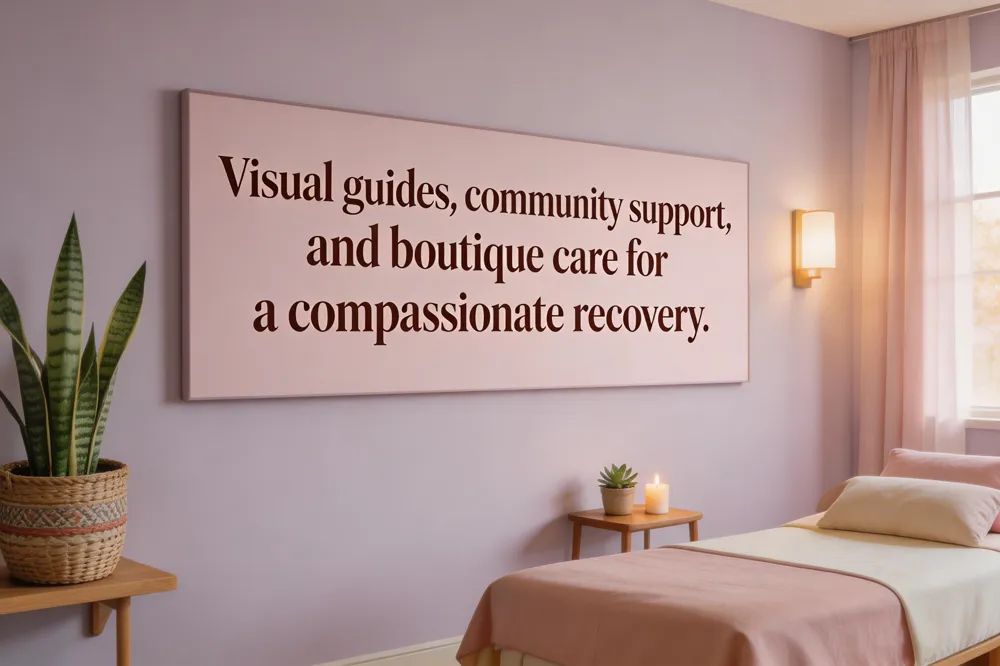 Visual guides, community support, and boutique care for a compassionate recovery.