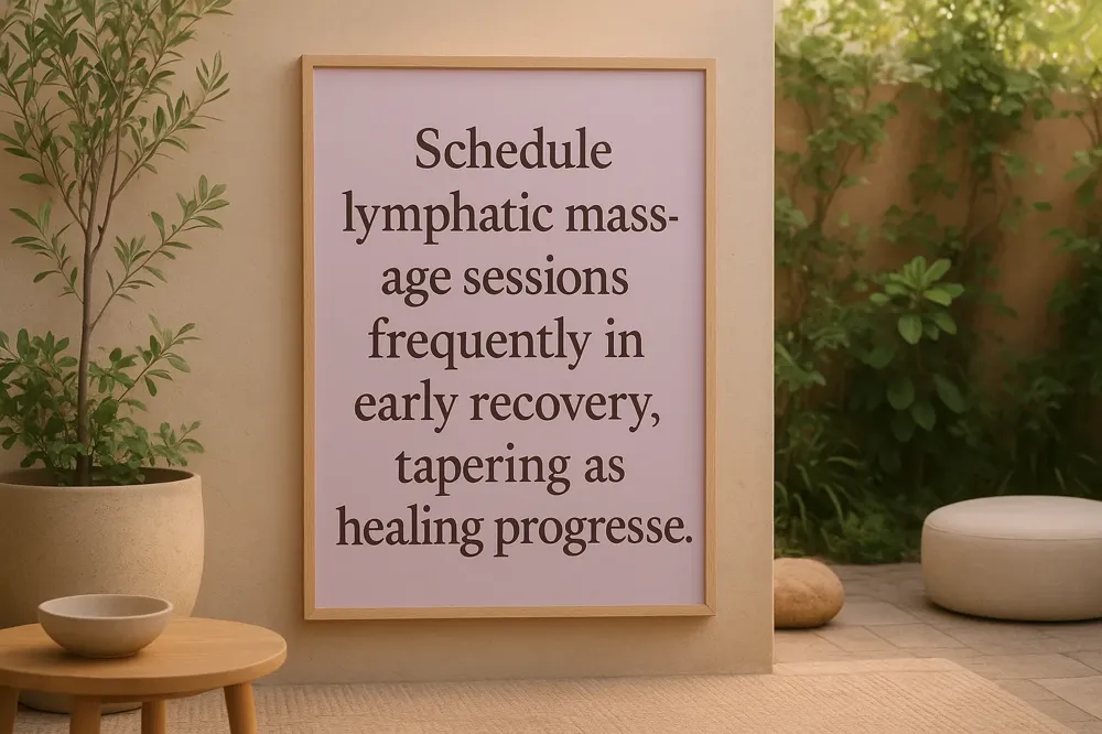 Schedule lymphatic massage sessions frequently in early recovery, tapering as healing progresses.