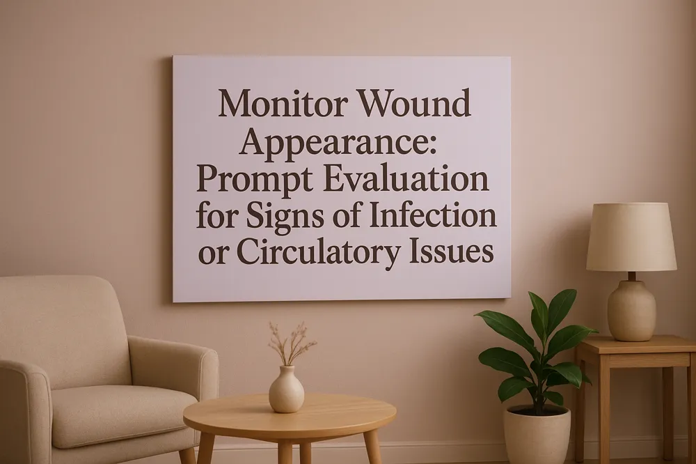 Monitor Wound Appearance: Prompt Evaluation for Signs of Infection or Circulatory Issues