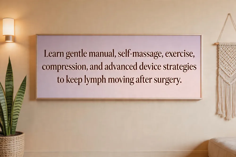 Learn gentle manual, self‑massage, exercise, compression, and advanced device strategies to keep lymph moving after surgery.
