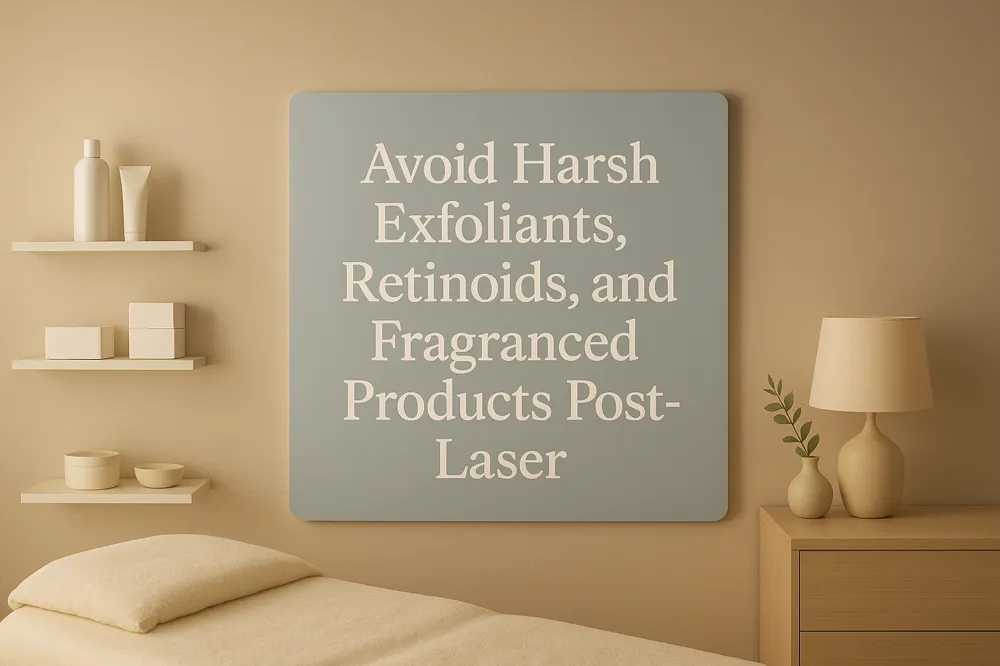 Avoid Harsh Exfoliants, Retinoids, and Fragranced Products Post-Laser