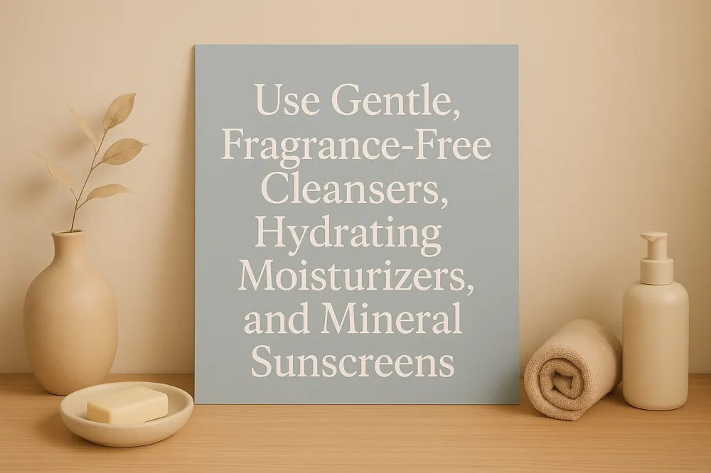 Use Gentle, Fragrance-Free Cleansers, Hydrating Moisturizers, and Mineral Sunscreens