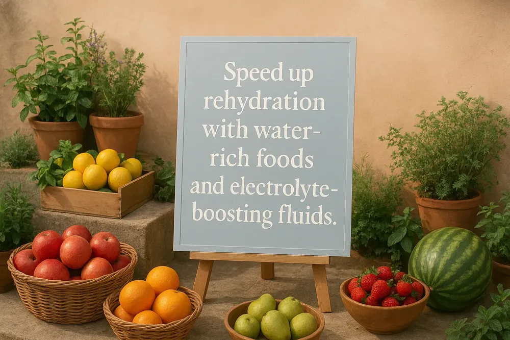 Speed up rehydration with water-rich foods and electrolyte-boosting fluids.