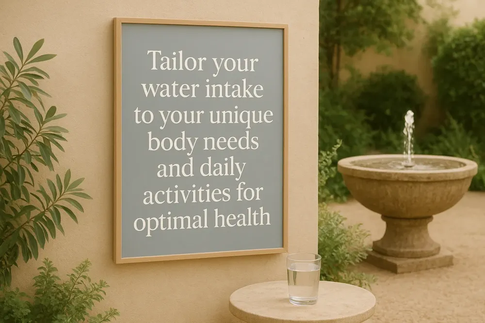 Tailor your water intake to your unique body needs and daily activities for optimal health.