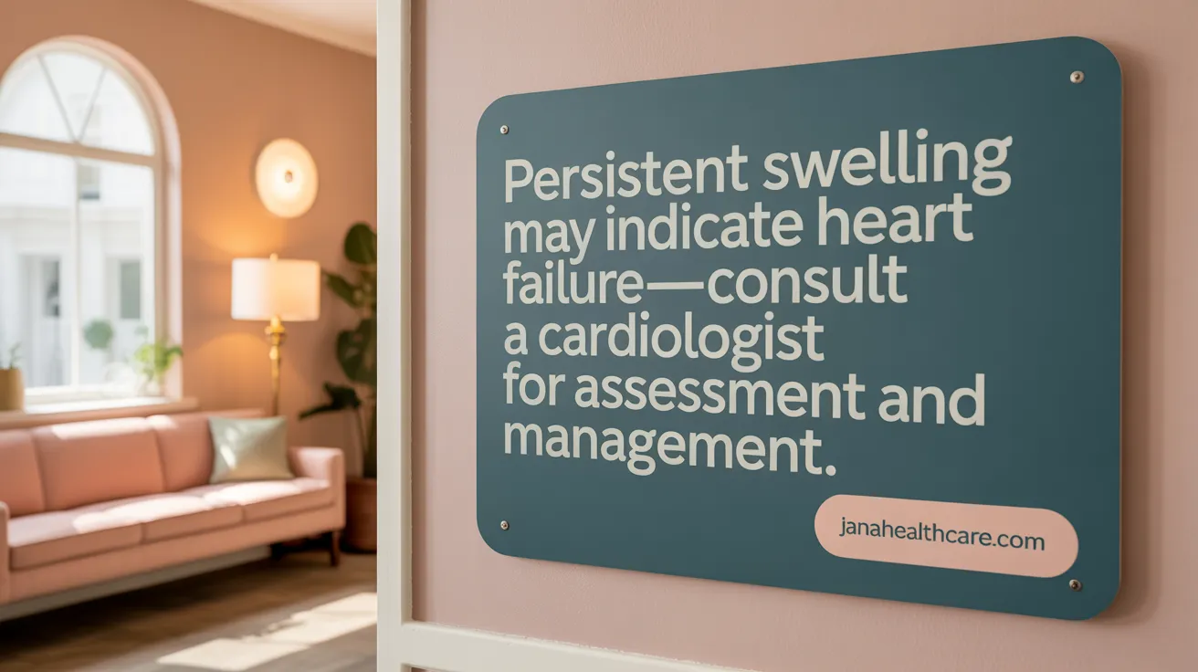 Persistent swelling may indicate heart failure—consult a cardiologist for assessment and management.