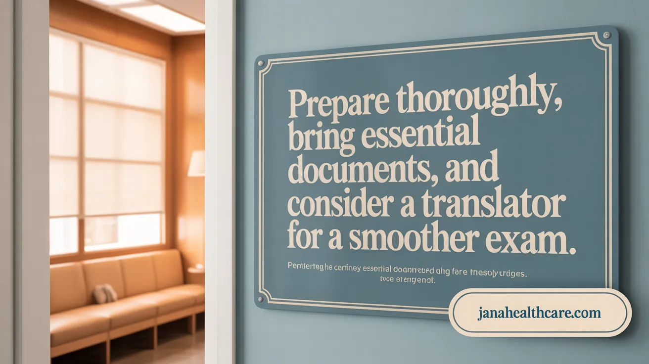 Prepare thoroughly, bring essential documents, and consider a translator for a smoother exam.