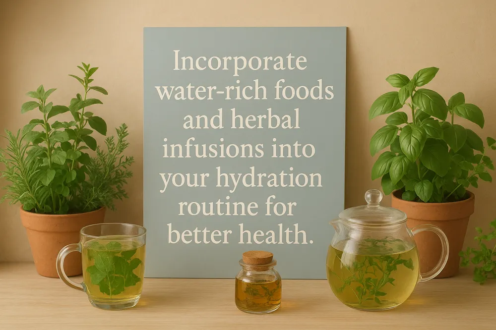 Incorporate water-rich foods and herbal infusions into your hydration routine for better health.