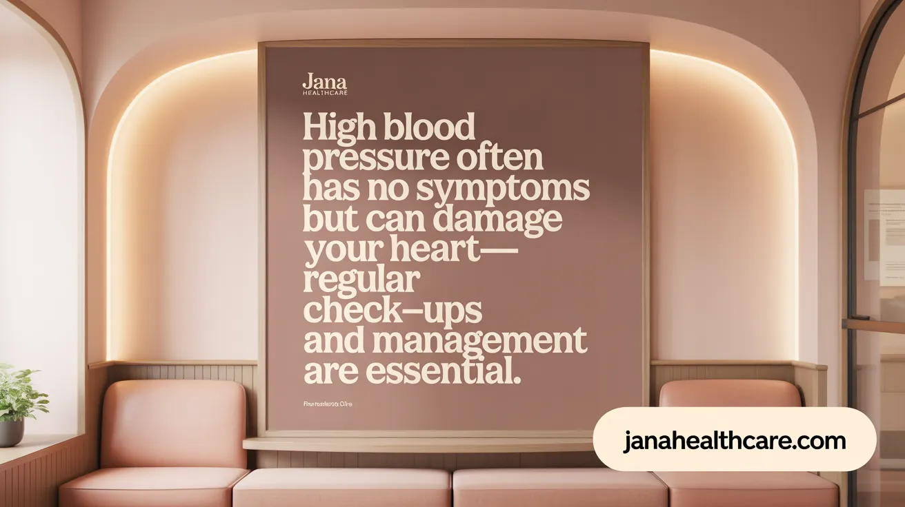 High blood pressure often has no symptoms but can damage your heart—regular check-ups and management are essential.