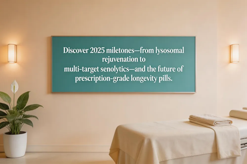 Discover 2025 milestones—from lysosomal rejuvenation to multi‑target senolytics—and the future of prescription‑grade longevity pills.