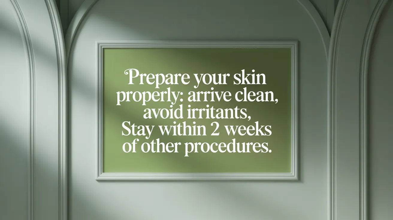 Prepare Your Skin Properly: Arrive Clean, Avoid Irritants, Stay within 2 Weeks of Other Procedures