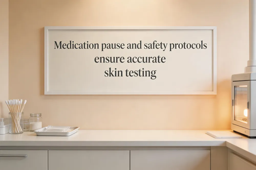 Medication pause and safety protocols ensure accurate skin testing