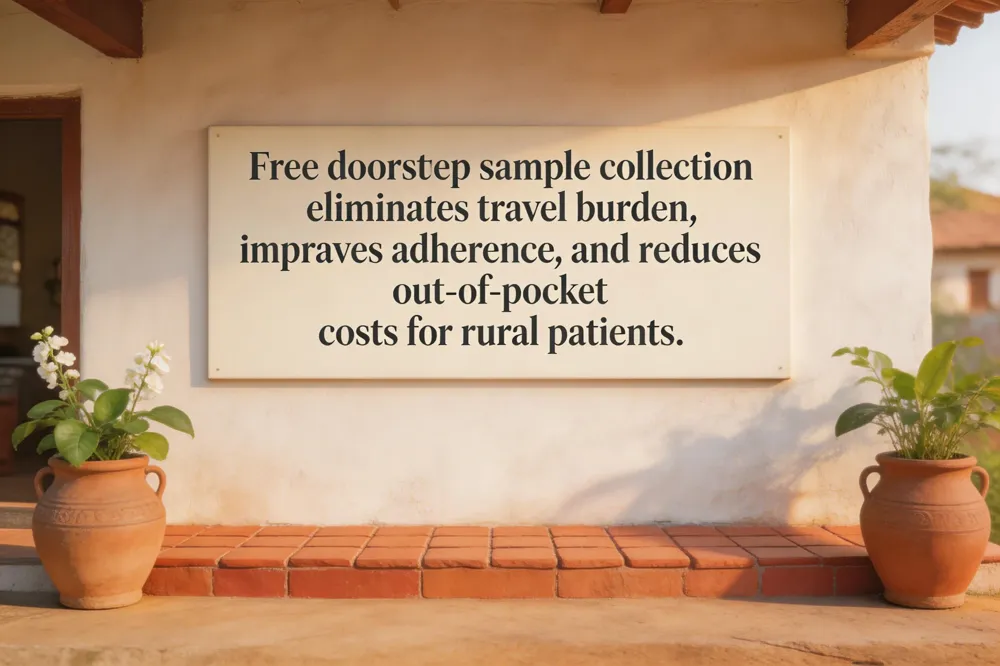 Free doorstep sample collection eliminates travel burden, improves adherence, and reduces out‑of‑pocket costs for rural patients.
