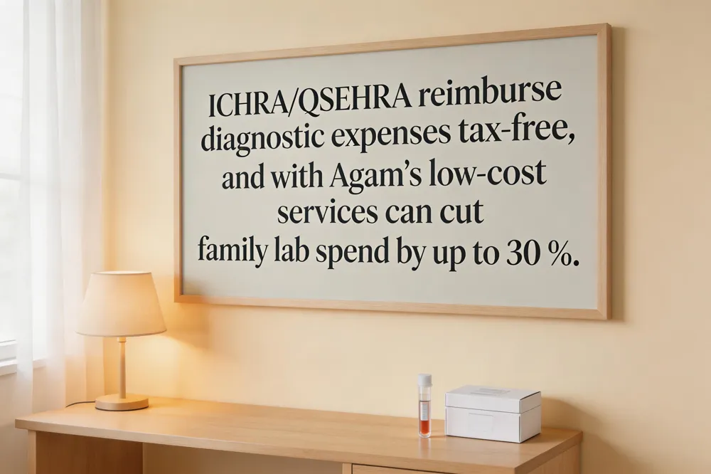 ICHRA/QSEHRA reimburse diagnostic expenses tax‑free, and with Agam’s low‑cost services can cut family lab spend by up to 30 %.