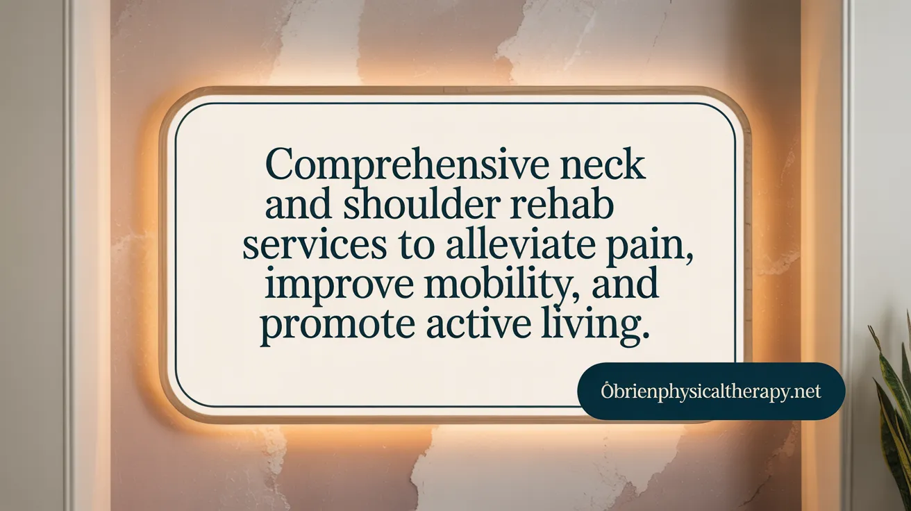 Comprehensive neck and shoulder rehab services to alleviate pain, improve mobility, and promote active living.