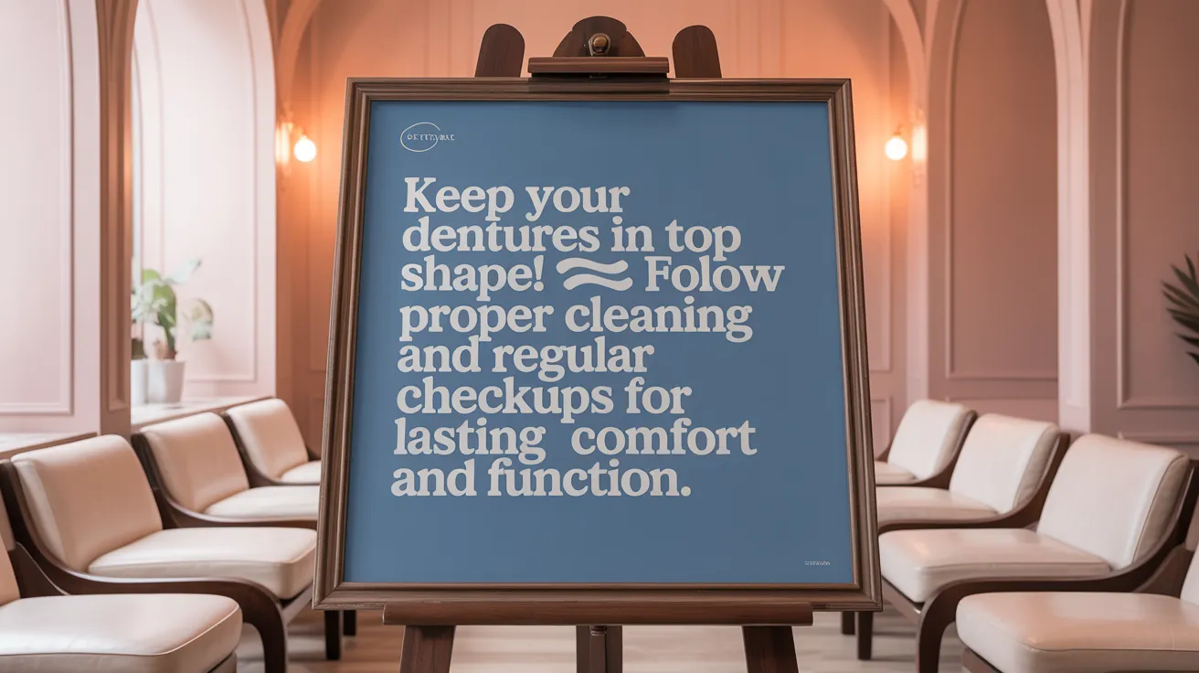 Keep your dentures in top shape! Follow proper cleaning and regular checkups for lasting comfort and function.