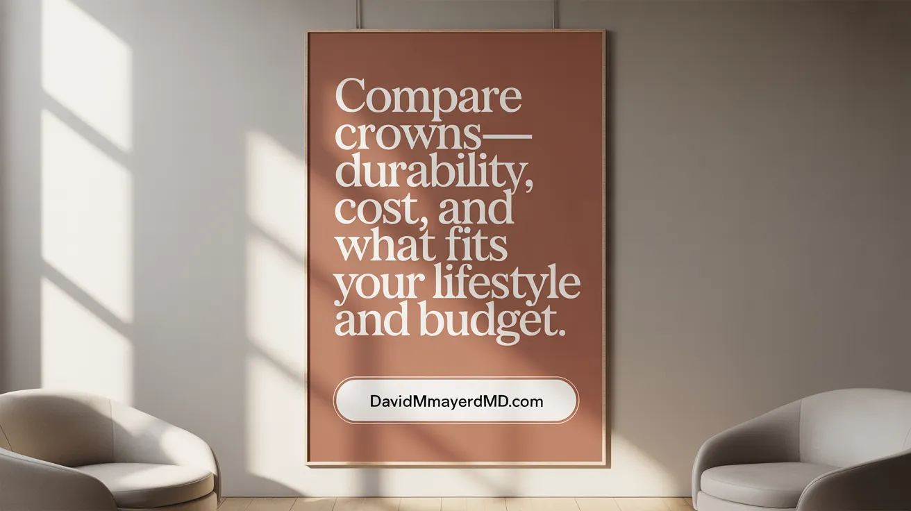 Compare crowns—Durability, cost, and what fits your lifestyle and budget.