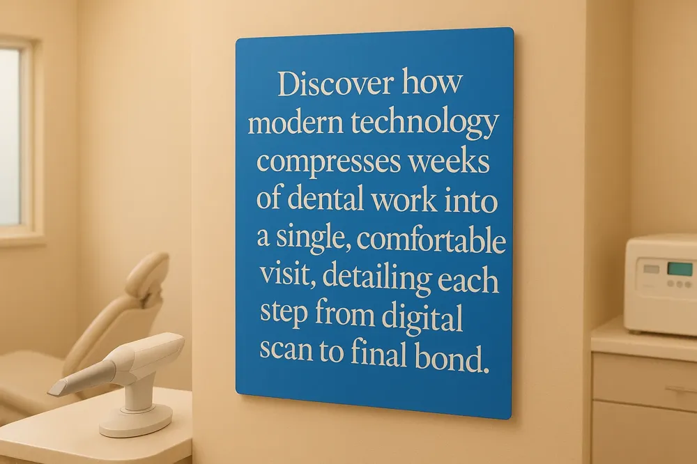 Discover how modern technology compresses weeks of dental work into a single, comfortable visit, detailing each step from digital scan to final bond.