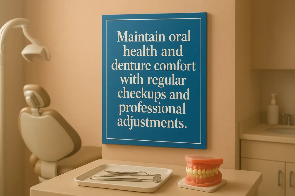 Maintain oral health and denture comfort with regular checkups and professional adjustments.