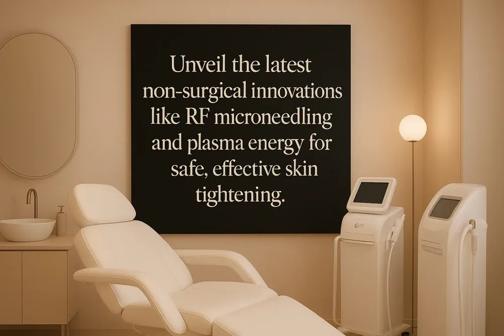 Unveil the latest non-surgical innovations like RF microneedling and plasma energy for safe, effective skin tightening.