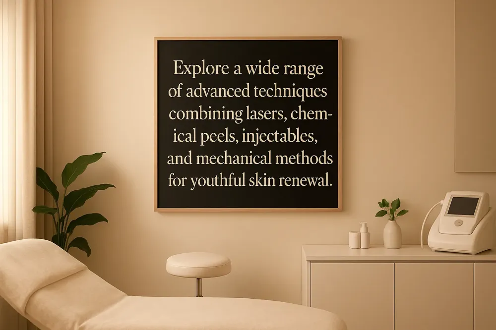 Explore a wide range of advanced techniques combining lasers, chemical peels, injectables, and mechanical methods for youthful skin renewal.