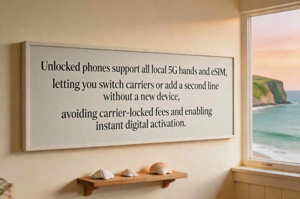 Unlocked phones support all local 5G bands and eSIM, letting you switch carriers or add a second line without a new device, avoiding carrier‑locked fees and enabling instant digital activation.