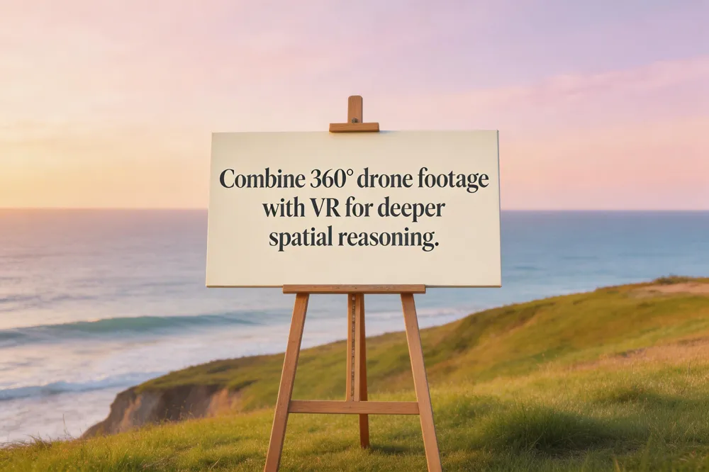 Combine 360° drone footage with VR for deeper spatial reasoning.