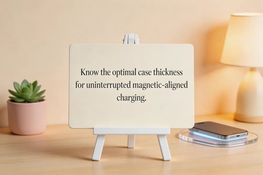 Know the optimal case thickness for uninterrupted magnetic‑aligned charging.