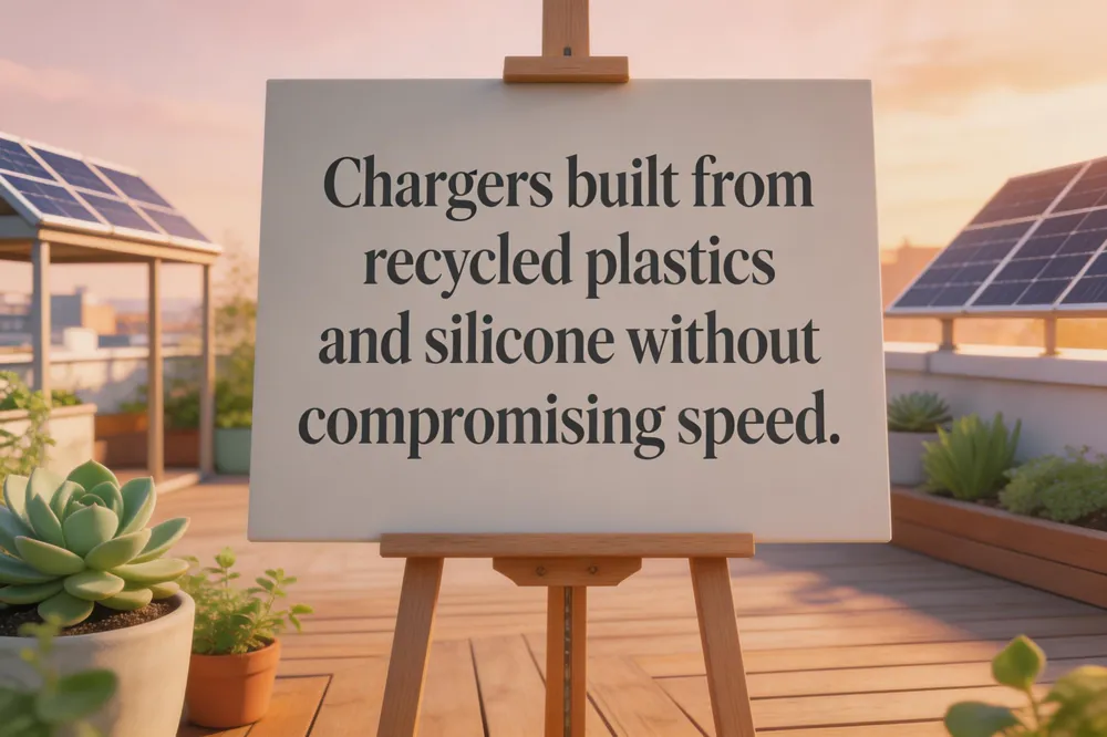 Chargers built from recycled plastics and silicone without compromising speed.