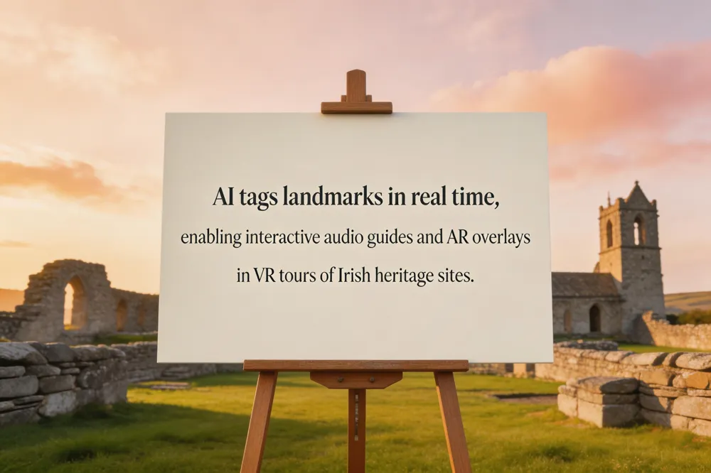 AI tags landmarks in real time, enabling interactive audio guides and AR overlays in VR tours of Irish heritage sites.