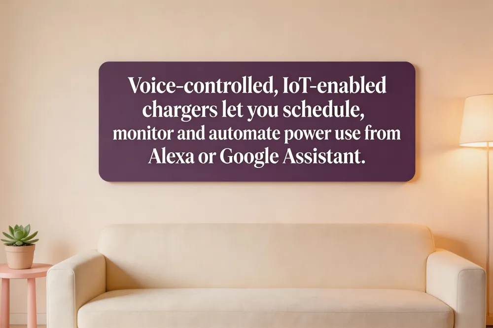 Voice‑controlled, IoT‑enabled chargers let you schedule, monitor and automate power use from Alexa or Google Assistant.