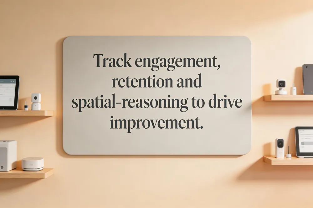 Track engagement, retention and spatial‑reasoning to drive improvement.
