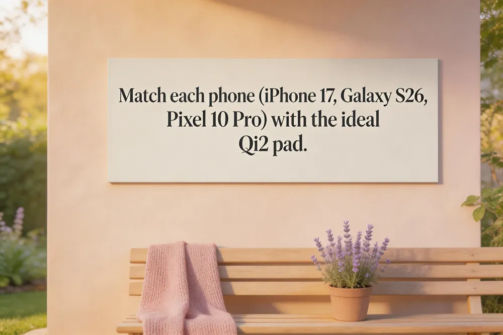 Match each phone (iPhone 17, Galaxy S26, Pixel 10 Pro) with the ideal Qi2 pad.