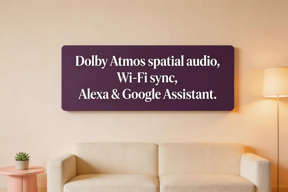 Dolby Atmos spatial audio, Wi‑Fi sync, Alexa &amp; Google Assistant.