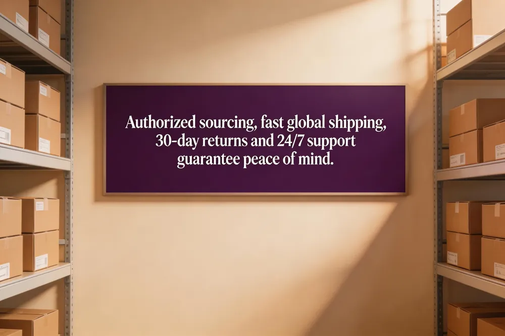 Authorized sourcing, fast global shipping, 30‑day returns and 24/7 support guarantee peace of mind.