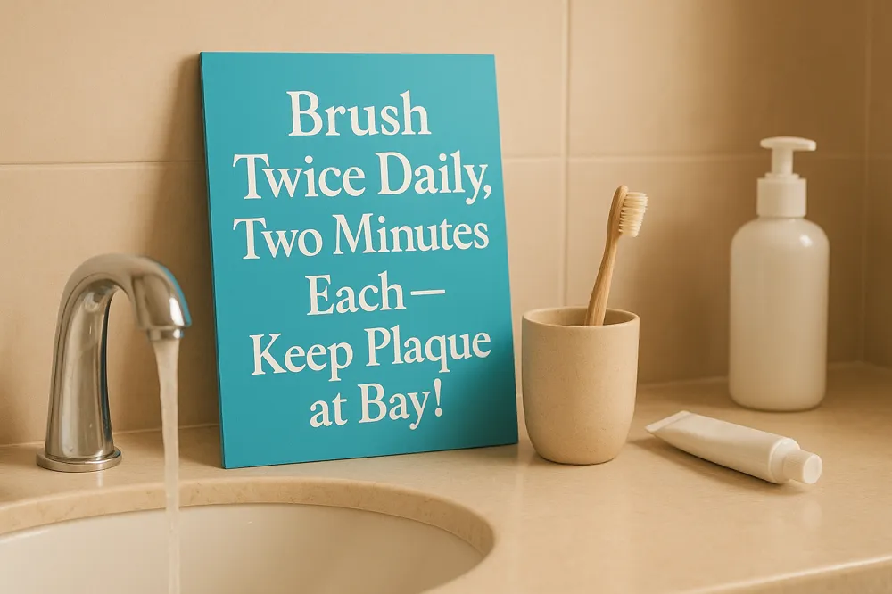 Brush Twice Daily, Two Minutes Each — Keep Plaque at Bay!