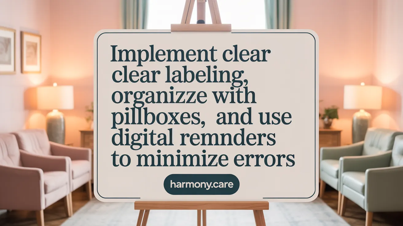 Implement Clear Labeling, Organize with Pillboxes, and Use Digital Reminders to Minimize Errors