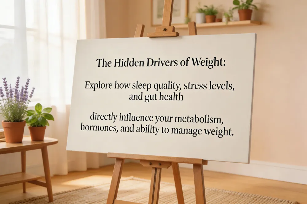 The Hidden Drivers of Weight: Explore how sleep quality, stress levels, and gut health directly influence your metabolism, hormones, and ability to manage weight.