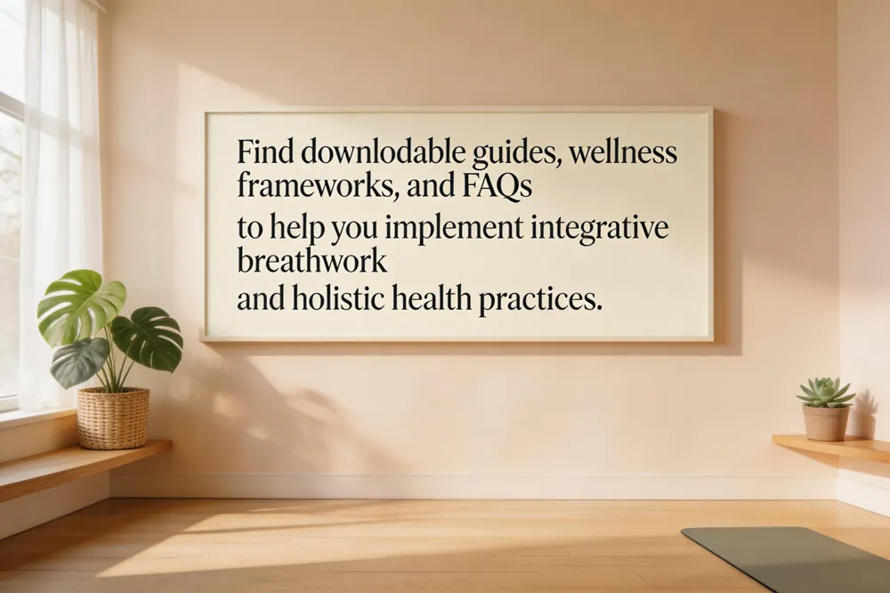 Find downloadable guides, wellness frameworks, and FAQs to help you implement integrative breathwork and holistic health practices.