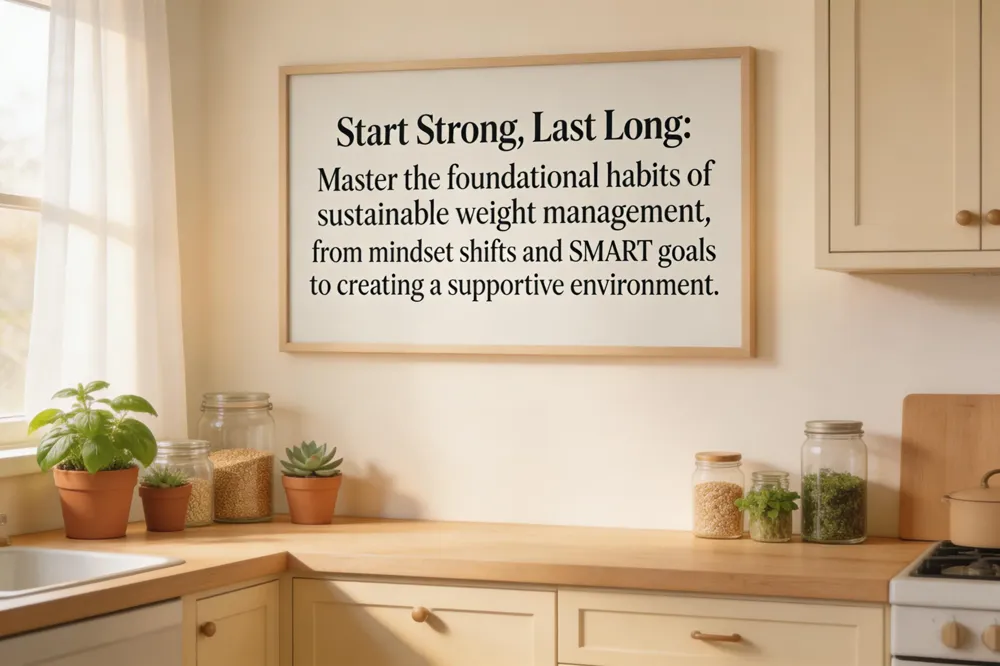 Start Strong, Last Long: Master the foundational habits of sustainable weight management, from mindset shifts and SMART goals to creating a supportive environment.