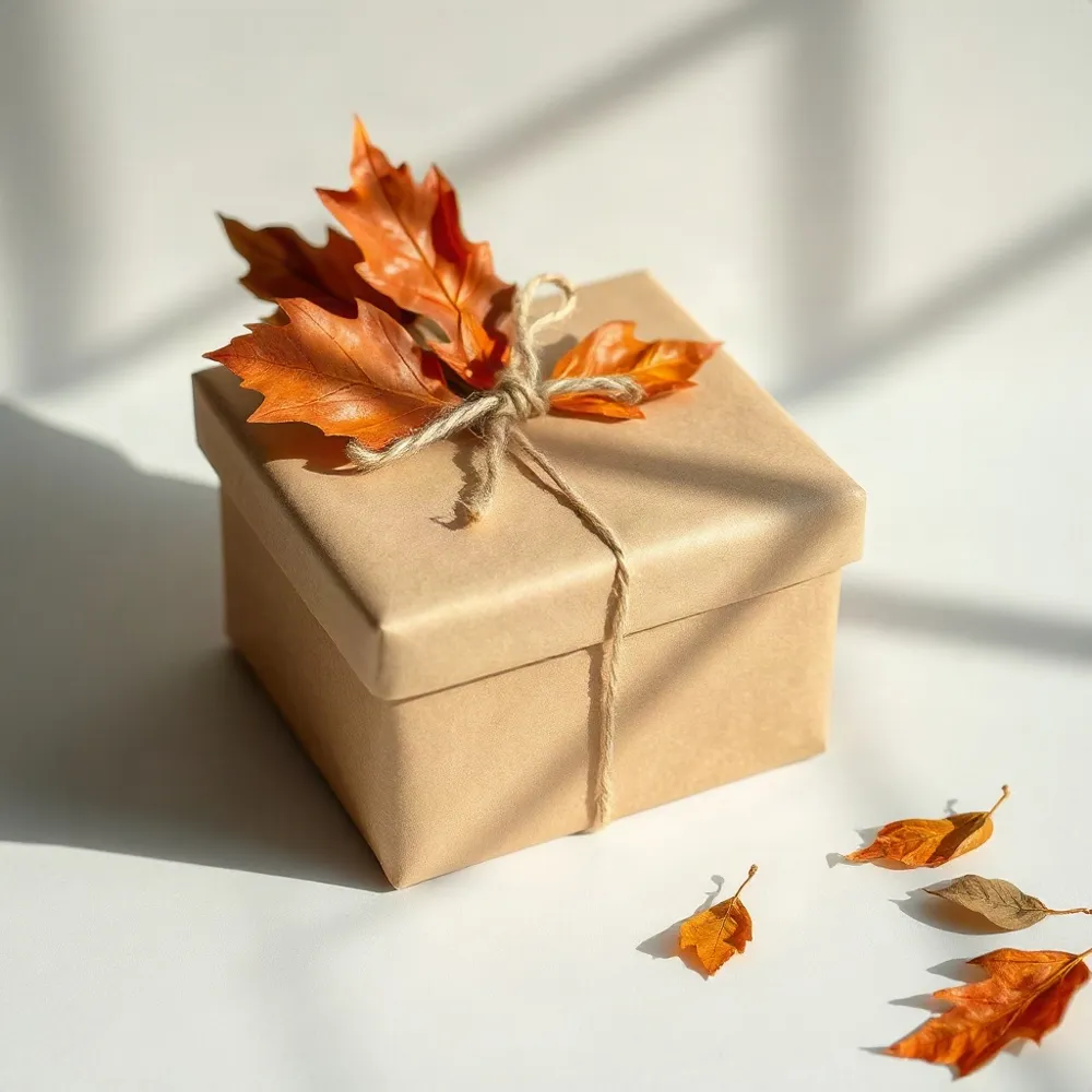 Bring a touch of seasonal beauty to your packages using rustic, compostable accents from nature that replace synthetic waste.