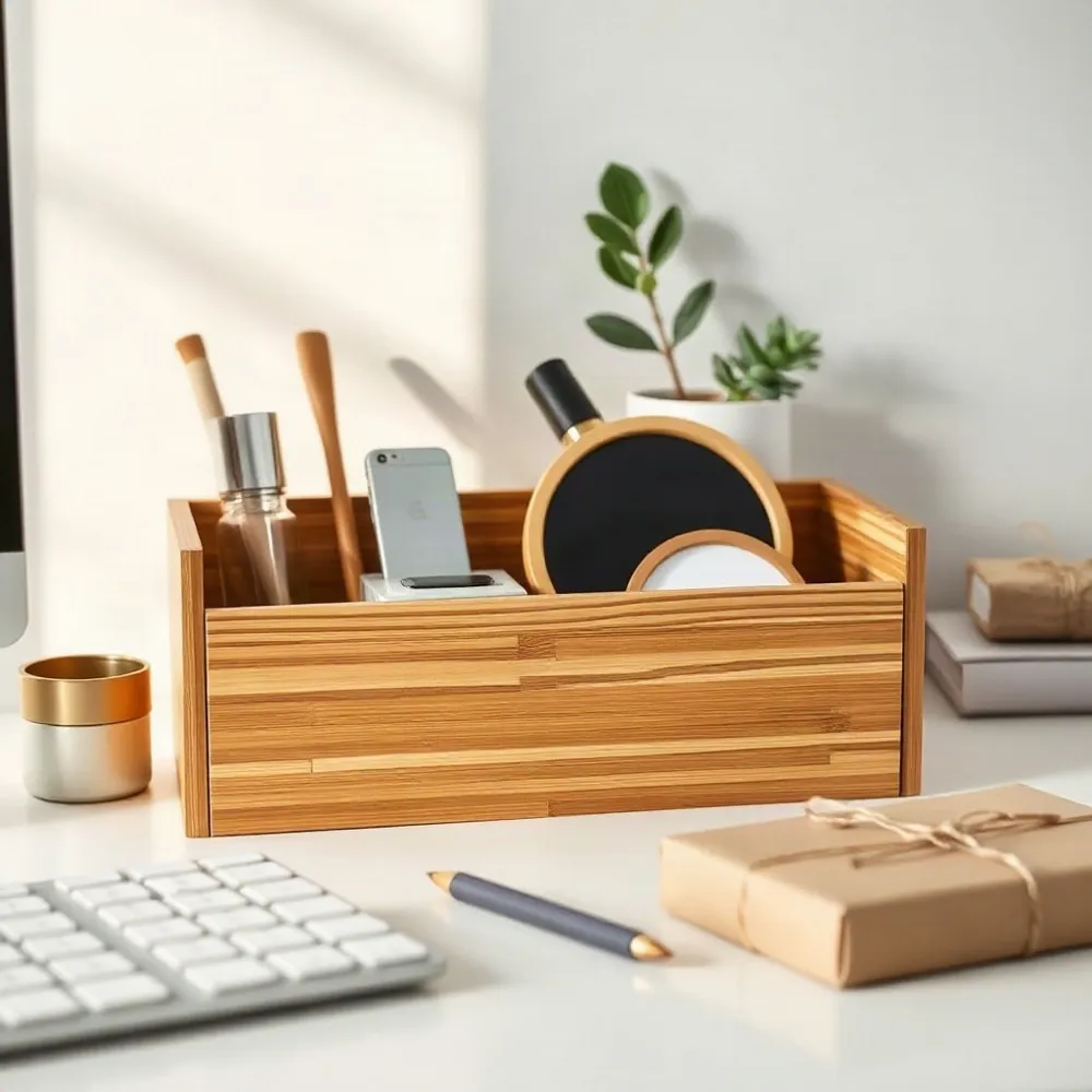 Useful bamboo desk accessories keep everyday essentials close while adding a natural touch to the workday.