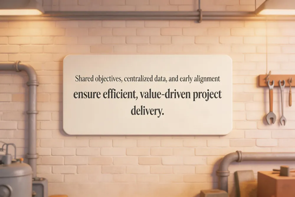 Shared objectives, centralized data, and early alignment ensure efficient, value‑driven project delivery.