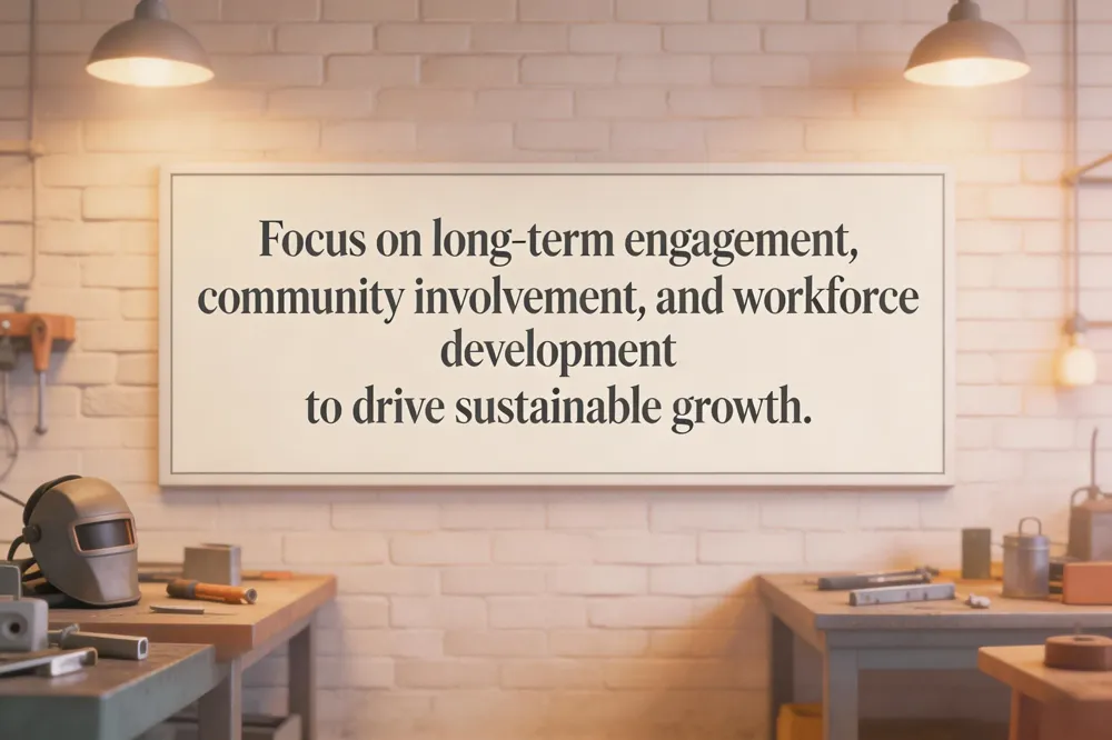 Focus on long‑term engagement, community involvement, and workforce development to drive sustainable growth.