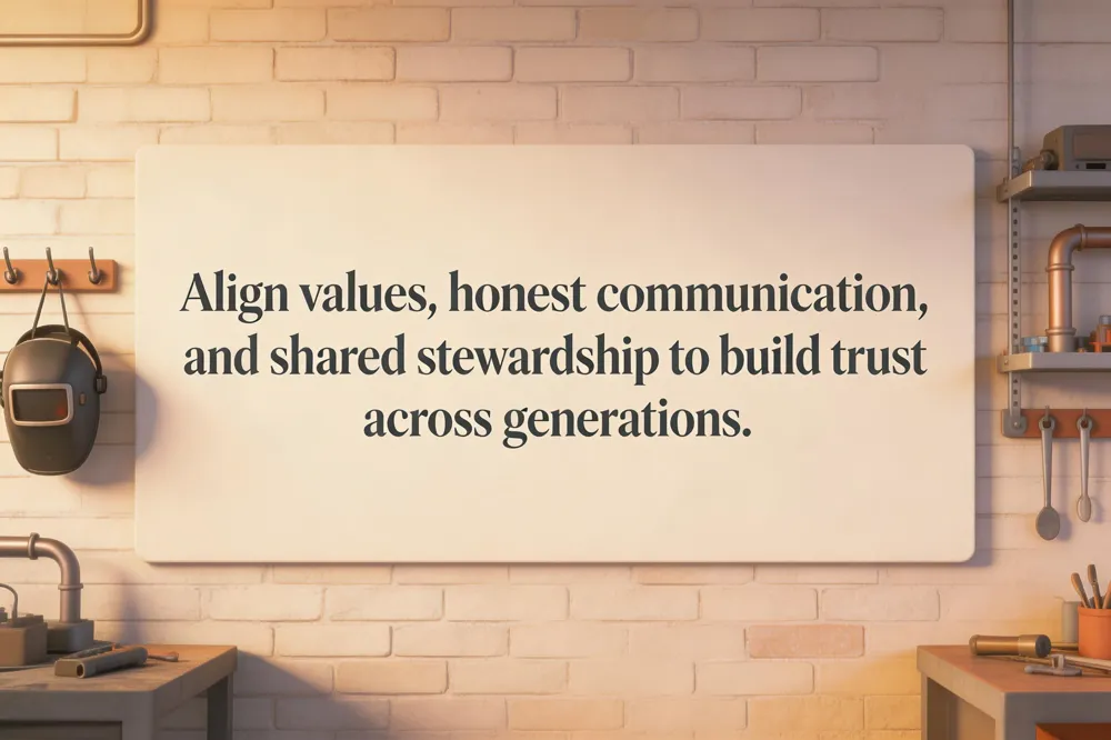 Align values, honest communication, and shared stewardship to build trust across generations.