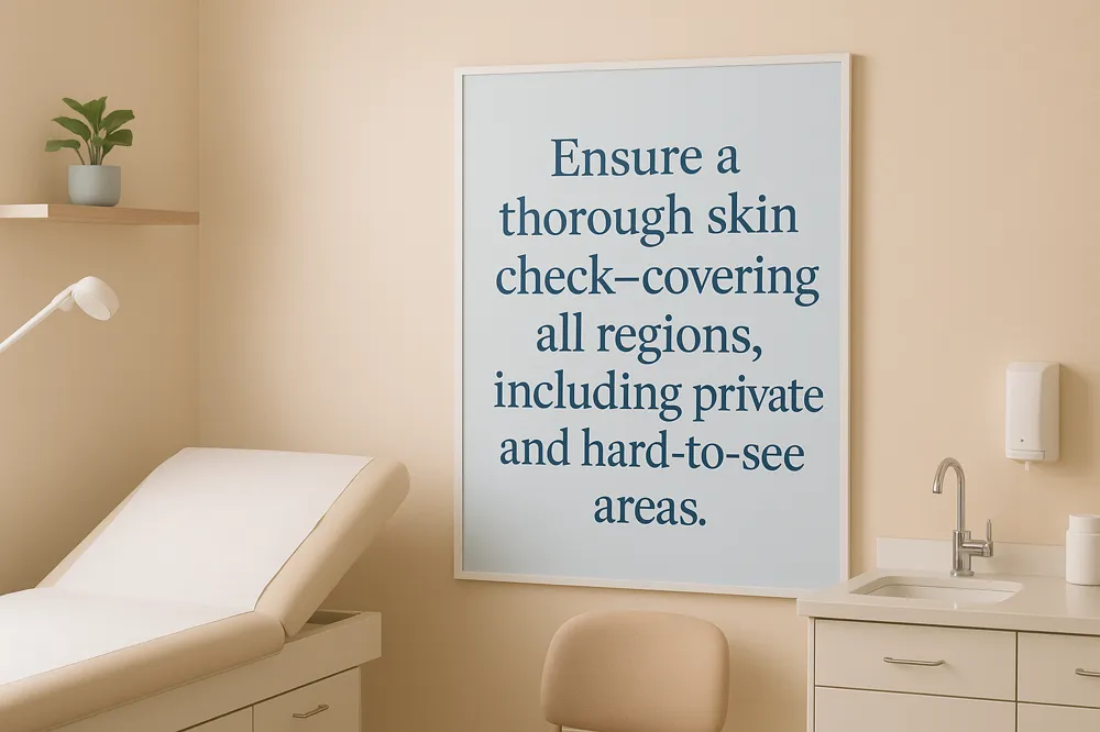 Ensure a thorough skin check—covering all regions, including private and hard-to-see areas.