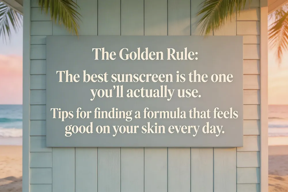 The Golden Rule: The best sunscreen is the one you'll actually use. Tips for finding a formula that feels good on your skin every day.