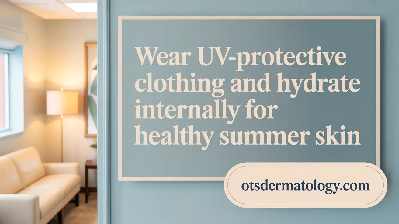 Wear UV-protective clothing and hydrate internally for healthy summer skin