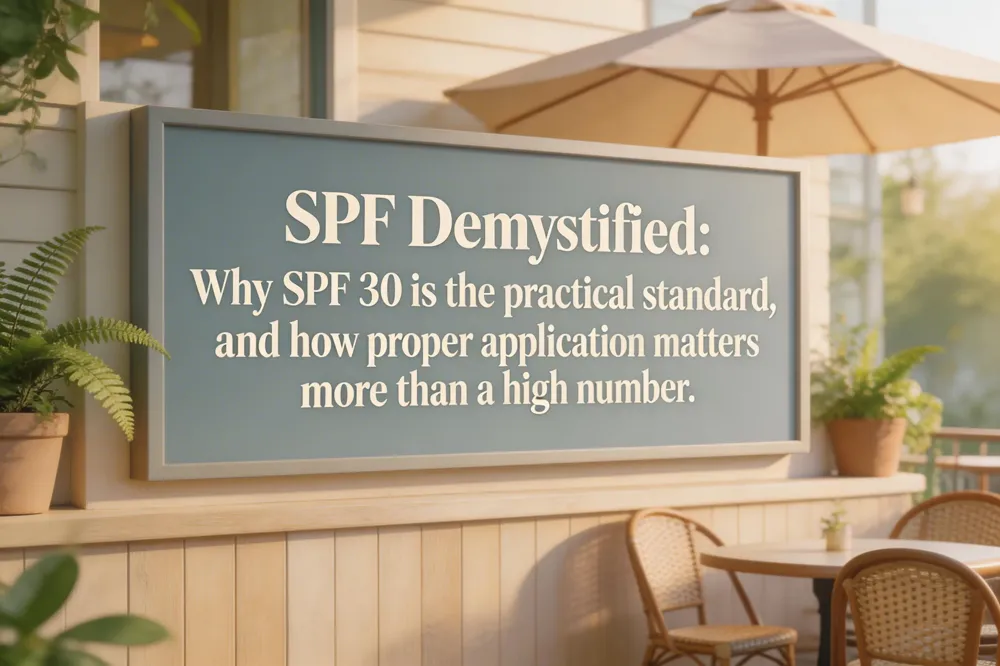 SPF Demystified: Why SPF 30 is the practical standard, and how proper application matters more than a high number.